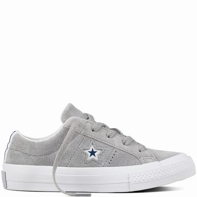 Converse One Star Molded Star Low Tops Kids - Grey/White/Navy Shoes (130FHMOW)